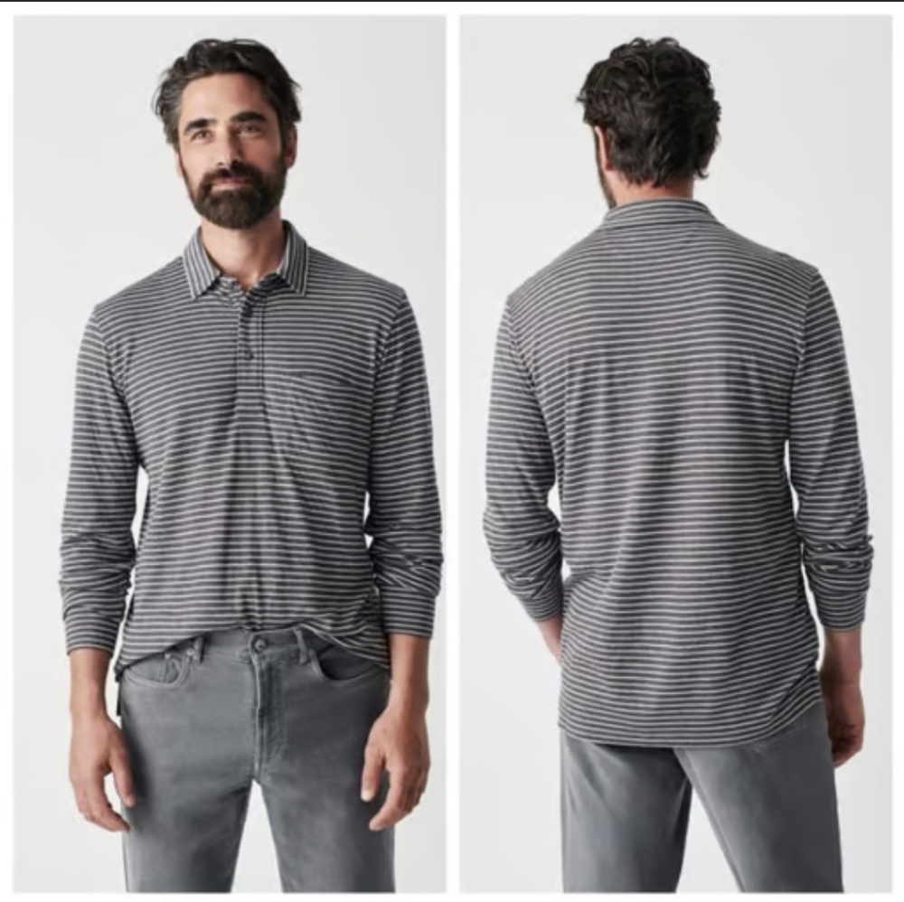 Men's Striped Gray Polo Shirt